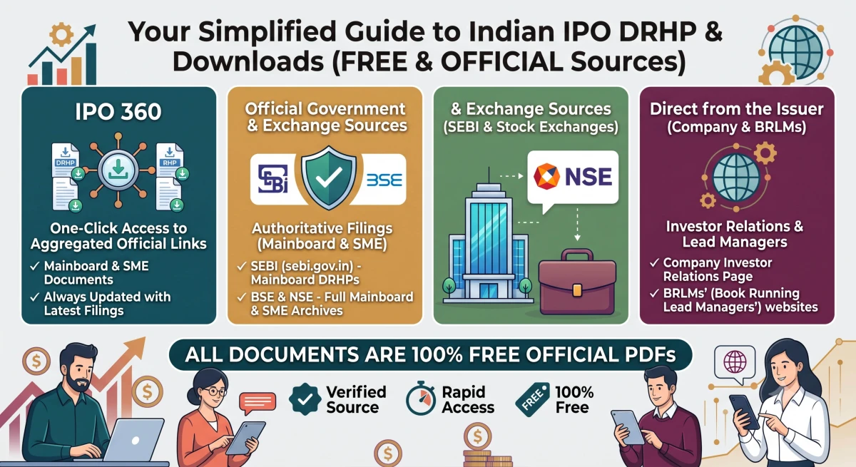 Guide to downloading IPO DRHP and RHP documents from SEBI, BSE and NSE websites